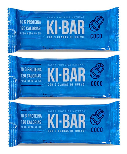 Barrita Proteica Natural Ki Bar Con Clara Huevo Coco 40g X3