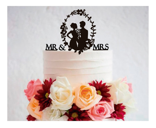 Adorno Topper Para Torta De Bodas Matrimonio Mr & Mrs Novios