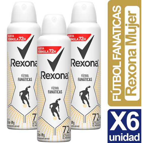 Desodorante Rexona Futbol Fanatica Mujer Spray Pack 6 Unidad