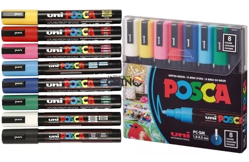 Set Marcadores Posca 5M 8 Colores - Ingeniería de Lápices