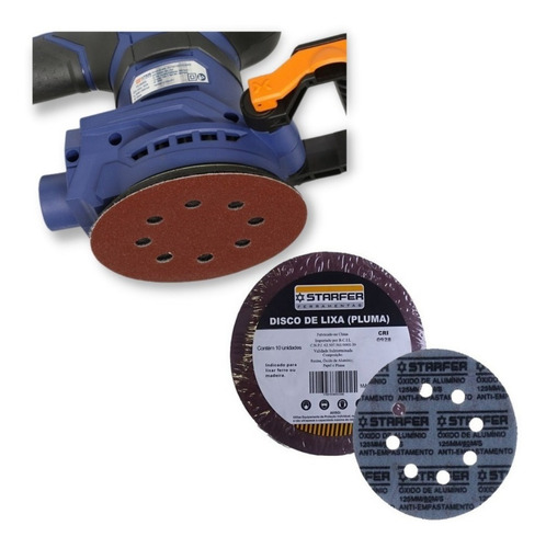 Kit 10 Un. Disco De Lixa Velcro Ferro 125mm Grão 40 Starfer