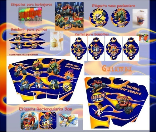 Kit Imprimible Blaze And The Monster Machine Candy Editable