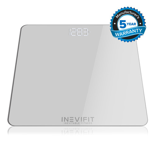 Báscula De Baño Digital 180 Kg Inevifit Blanco Color Plateado N/A