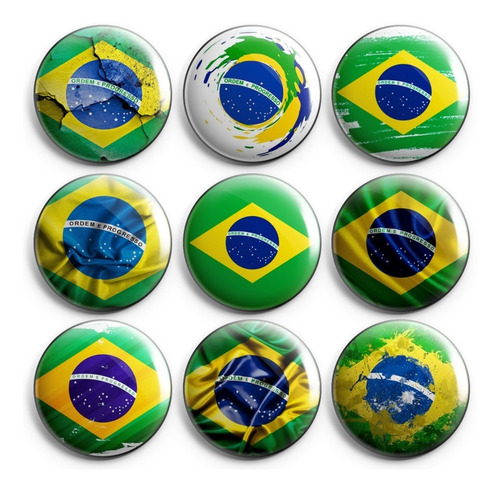 Botton Bandeira Do Brasil - Kit Com 20 Bottons Broche Boton
