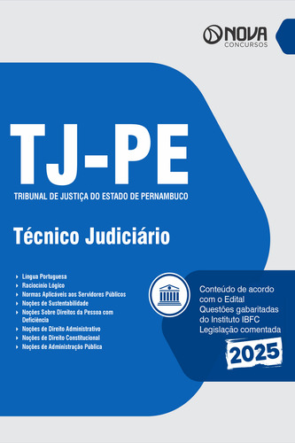 Apostila Tj Pe 2025 - Técnico Judiciário Do Tribunal De Justiça Do Estado De Pernambuco - Editora Nova