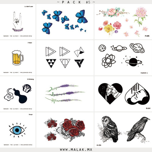 Pack 12 Flash Tattoos Tatuajes Temporales Cool :)
