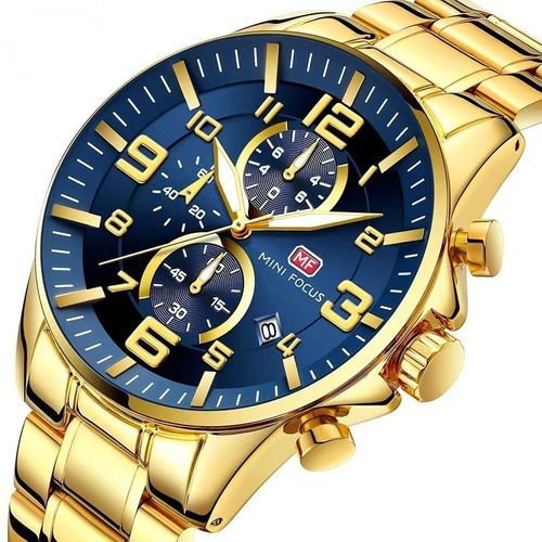 Reloj Dorado Con Esfera Grande For Hombre.