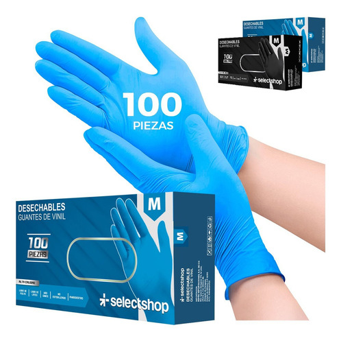 Guantes De Nitrilo Vinil Libre De Latex Sin Polvo Azul Negro Talla M