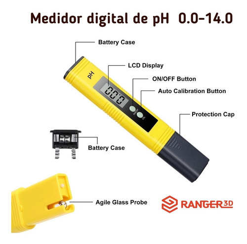 Medidor Ph Digital Auto-calibração Aquário Água - Vermelho