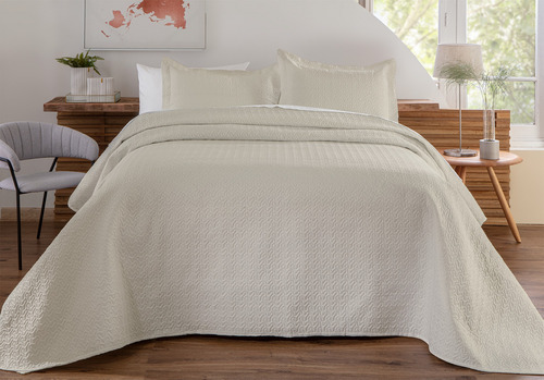 Colcha Cobre Leito Matelado Liso Casal 3 Peças