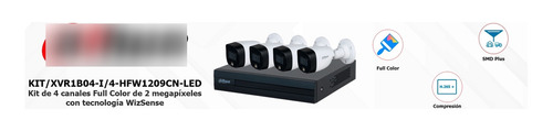 Dahua Fullcolorkit Dvr 4ch Wizsense + 4 Camaras 2mp Con Accs