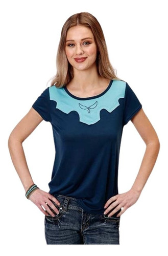 Playera Roper Mujer Manga Corta Azul 03-039-0513-6104 Bu