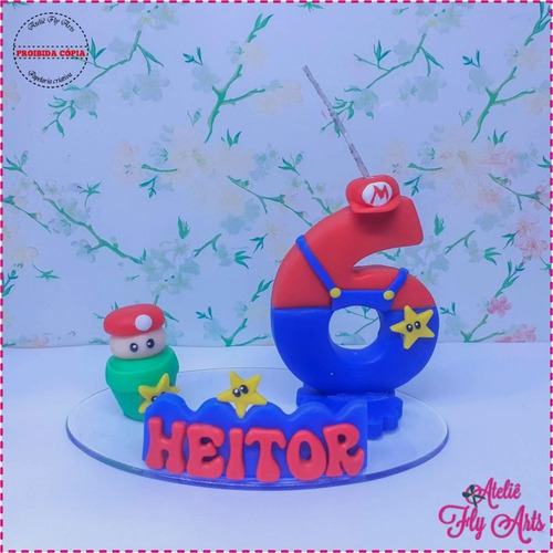 Imagem 1 de 2 de Vela Topo De Bolo Personalizado Biscuit Aniversario Games