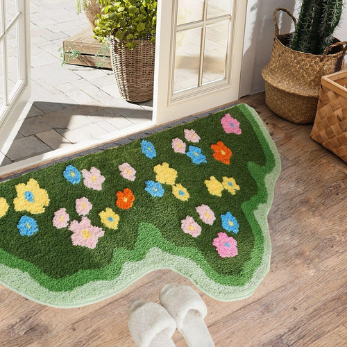 Alfombra Decorativa Alfombra De Flores Estética Moderna