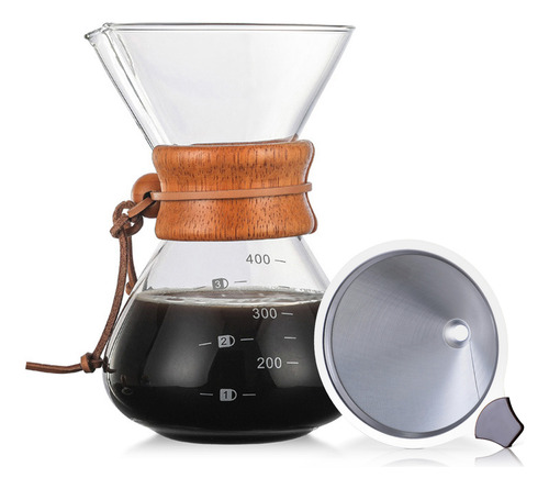 Cafetera Pour Over, Jarra De Vidrio Sin Papel De 14 Oz Con