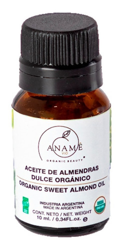 Aceite De Almendras Orgánico 10 Ml. Certificado - Aname Vio 