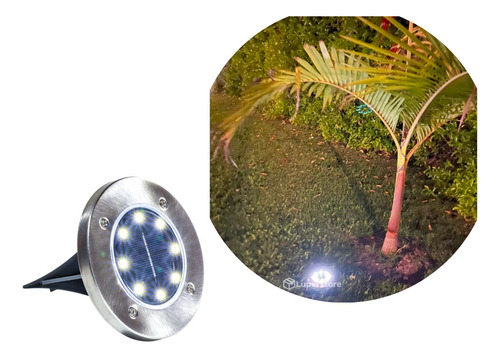 Farol Estaca Solar Lampara 8 Led Recargable Jardin Luz Fria