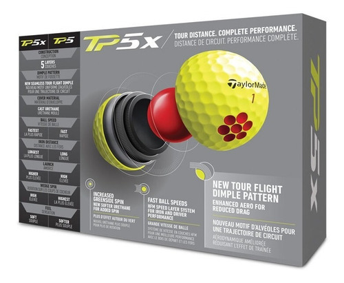Imagen 5 de 6 de Pelotas Golf Taylormade Tp5x Amarilla - Caja X12