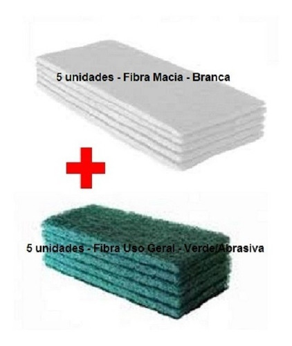 Fibra Limpeza 5 Peças Macia Branca + 5 Peças Uso Geral Verde