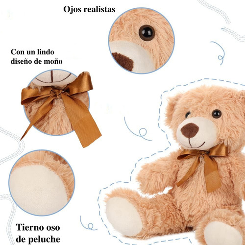 Peluche Mayoreo 6 Osos Conejos Pack Premium Set 6 Peluches Beige