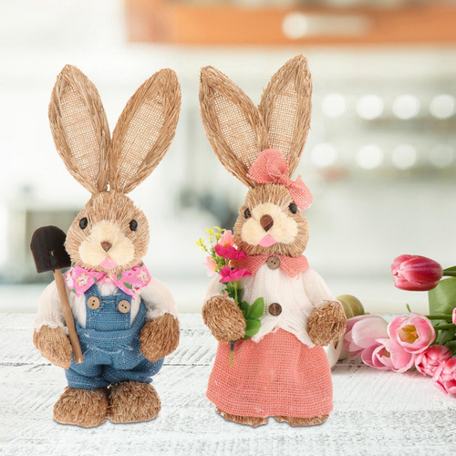 2x Estatuilla De Conejo De Primavera, Adornos De Estilo C