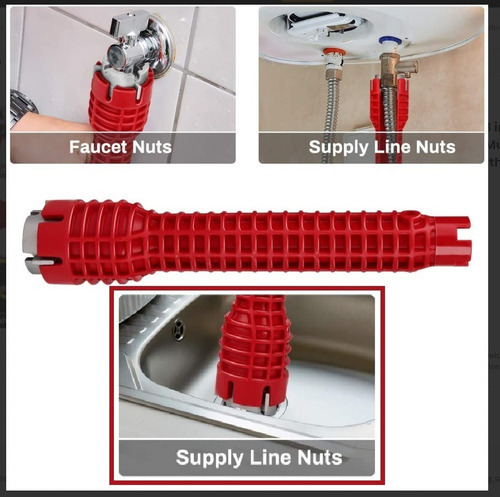 Chave Hidráulica Multifuncional Profissional 8/1 Ajustável Cor Vermelho