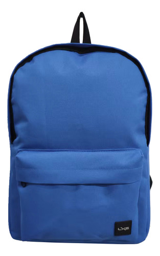 Mochila Escolar Clasica Urbana Color Azul Tela Resistente Bolsillo Frontal Correas Y Espaldar Acolchado