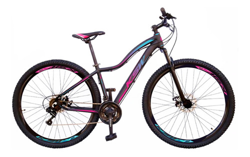 Bicicleta Ksw Mwza 24v Shimano Aro 29 Cor Preto com Pink E Azul Tamanho do quadro 15