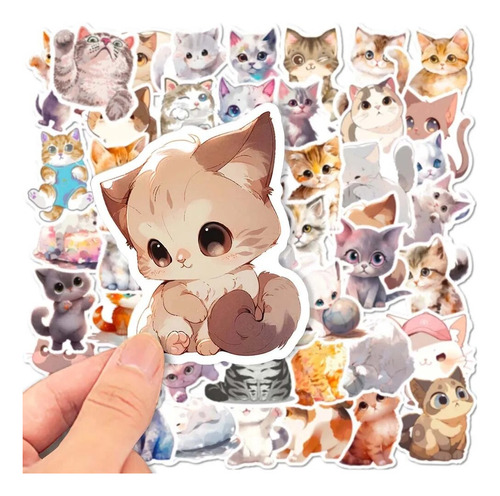 Pack De 50 Stickers Gatos Animales Naturaleza Scrapbook Bujo