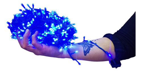 Series Navideñas Led Blanco Con Azul 30mt 600 Luces Ca