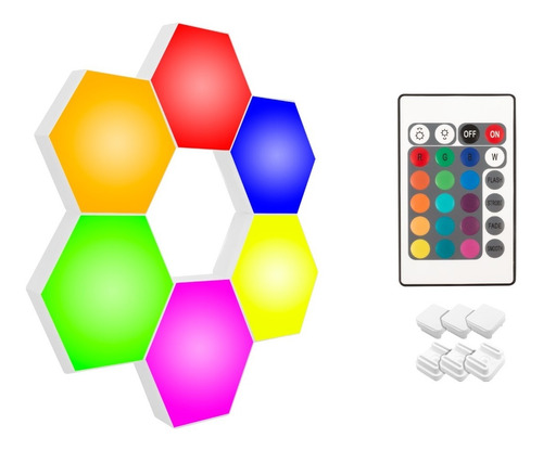 Luz Led Modular Rgb Hexagonal Touch + Control Pared Techo Color Blanco Libercam RGB-3