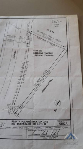 Terreno À Venda, 2026 M² Por R$ 1.150.000,00 - Paraíso - Londrina/pr - Te0372