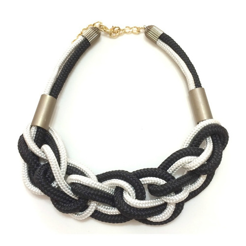 Colar De Corda Alice Branco E Preto