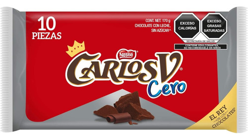 10 Chocolates Carlos V Cero Azúcar Compatible Con Dieta Keto