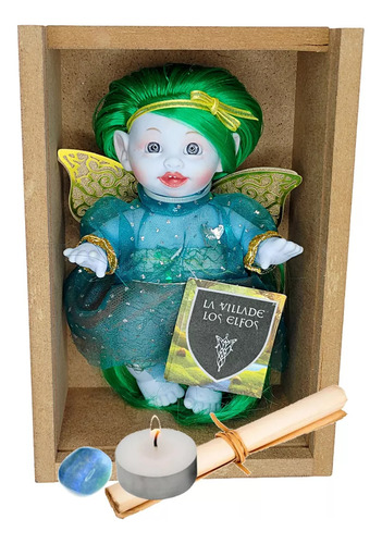Elfo Latino Hada Cisne Fuerza Consuelo 18cm Bebé Color Verde