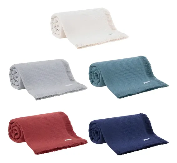 Colcha Casal In Design 100% Algodão Azul Buddemeyer