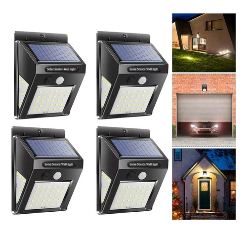 4 Lamparas Solares 40 Led Pared 3en1 Altas Bajas Sensor 