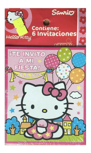 6 Invitaciones De Fiesta Hello Kitty