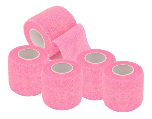 Kit Com 5 Unidades Atadura Elástica Bandagem Adesiva Hoppner Cor Rosa