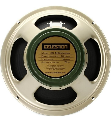 Parlante Para Guitarra Celestion G-12m Greenback 25w Color 16 Ohms