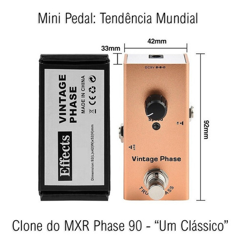 Imagem 6 de 7 de Pedal De Guitarra Phaser Vintage -clone Do Mxr Phase 90 '70s