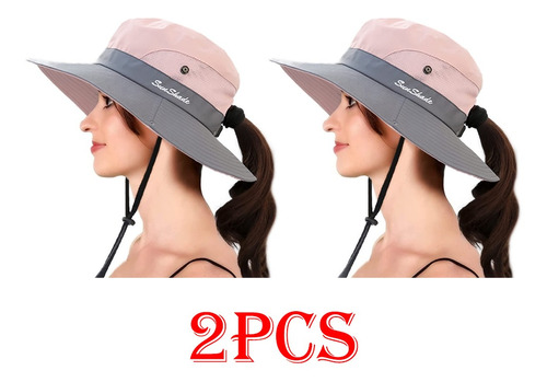 2 Sombreros Para El Sol, Ala Ancha, Protección Uv, Malla Ple
