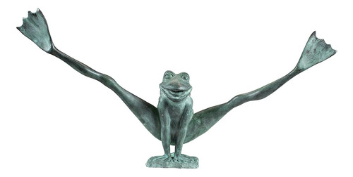 Diseño Toscano Patas Leap Frog Estatua De Jardín De Bronce, 
