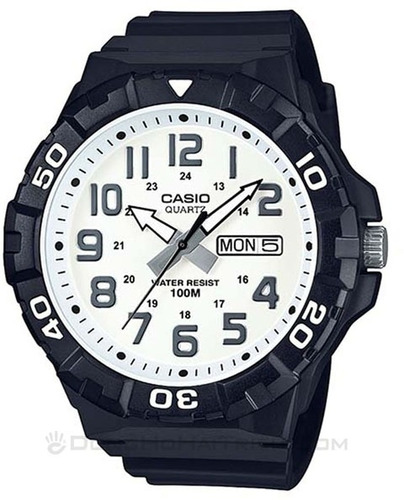 Reloj Casio MRW-210H-7avdf para hombre, color de correa negro, color de bisel, color de fondo negro, color de fondo blanco