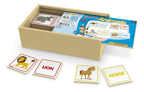 Jogo De Memória Animais Em Inglês Educativo Com Estojo