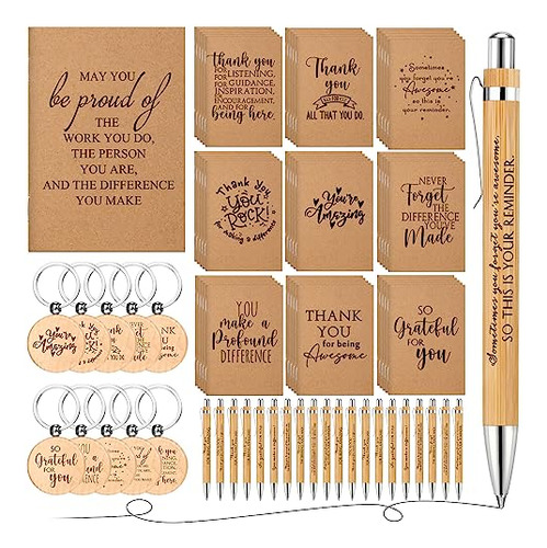 60 Pcs Thank You Gift Pocket Kraft Notebooks Employee A...