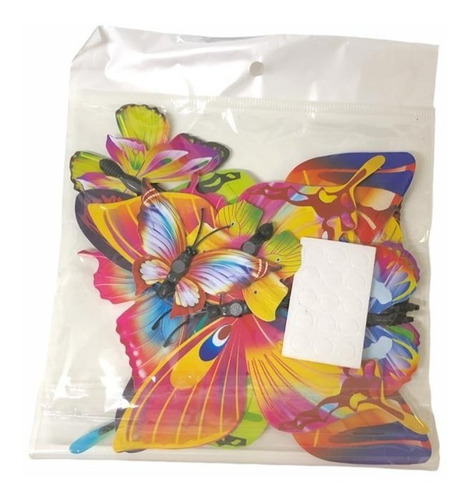 Imagen 2 de 10 de Mariposas Con Auto Adhesivo E Imán X 12 Unid Varios Tamaños