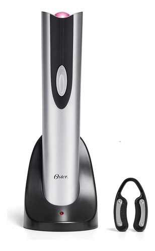 Abridor de vino eléctrico Oster con cortador de hojas de color plateado