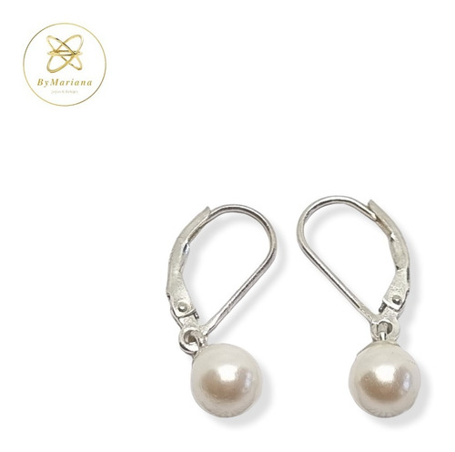 Imagen 3 de 6 de Aros Plata Perlas 7mm Con Brisura