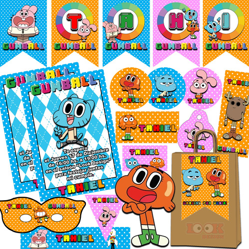 Kit Imprimible Candy Bar Mundo De Gumball 100% Editable